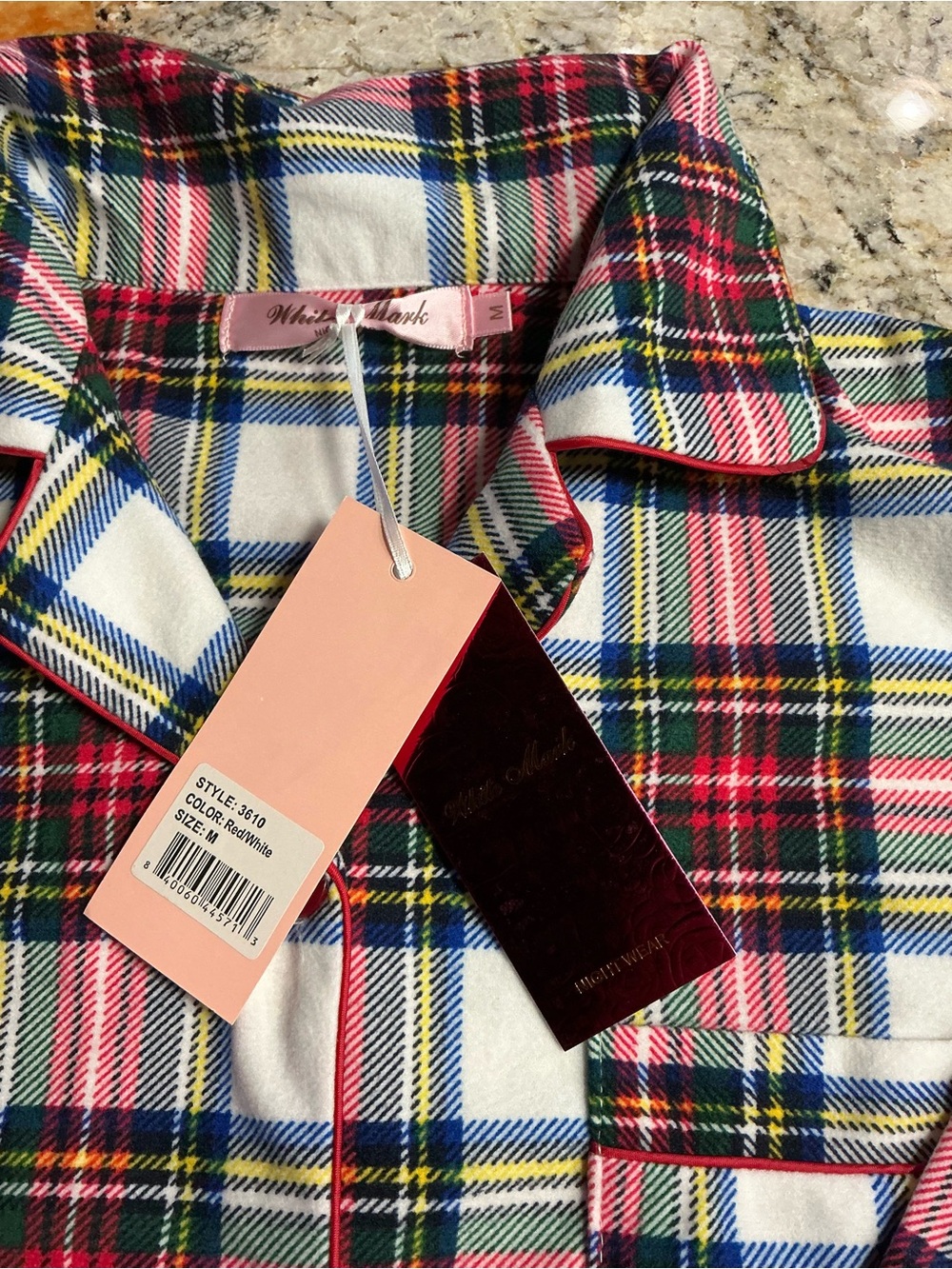 White Mark Red Green Blue Plaid Button-Down Shirt